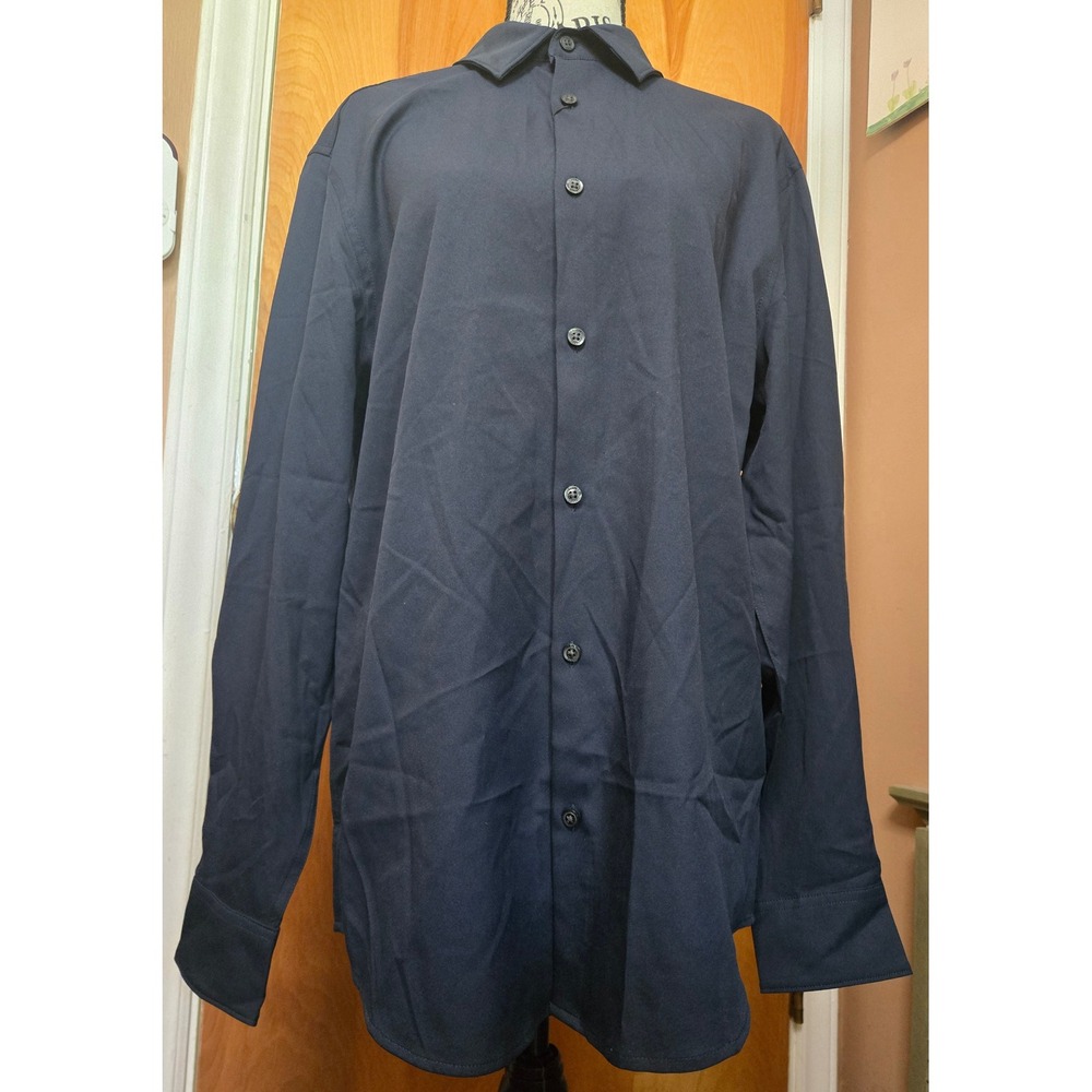 Perry Ellis Motion Dress Shirt Mens Medium Dark Sapphire Performance Stretch NWT